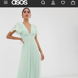 Y.A.S angel sleeve textured maxi dress